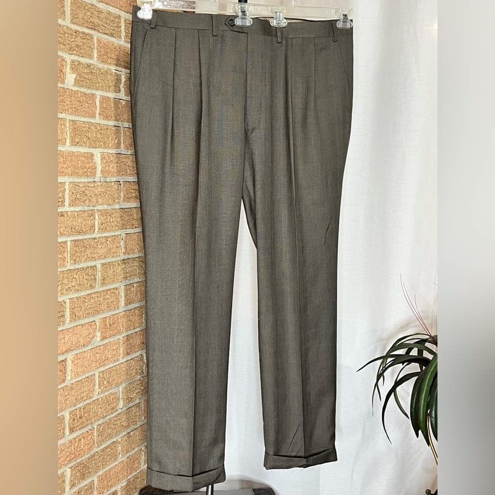 Ralph Lauren Green Label Wool Blend Plaid Dress Pants Pleated 42x32